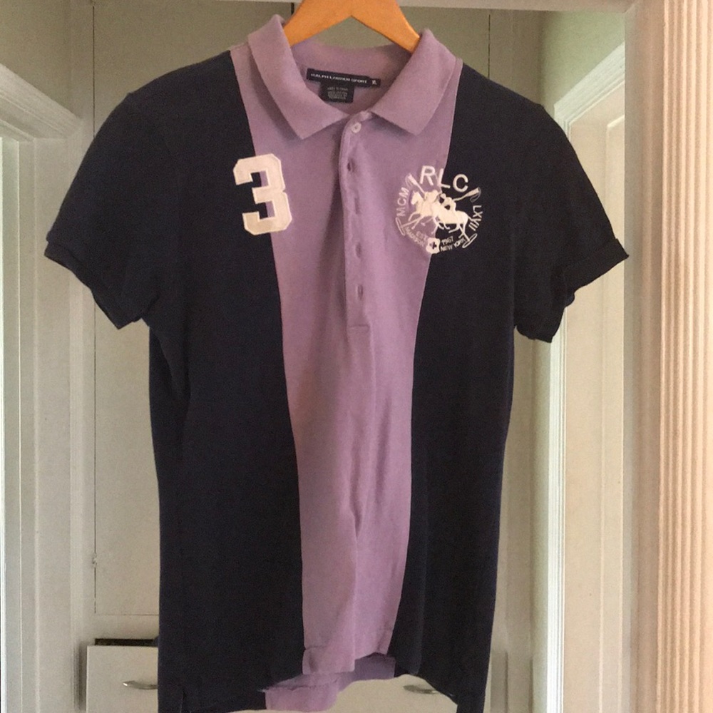 Ralph Lauren Sports polo shirt, navy and purple.